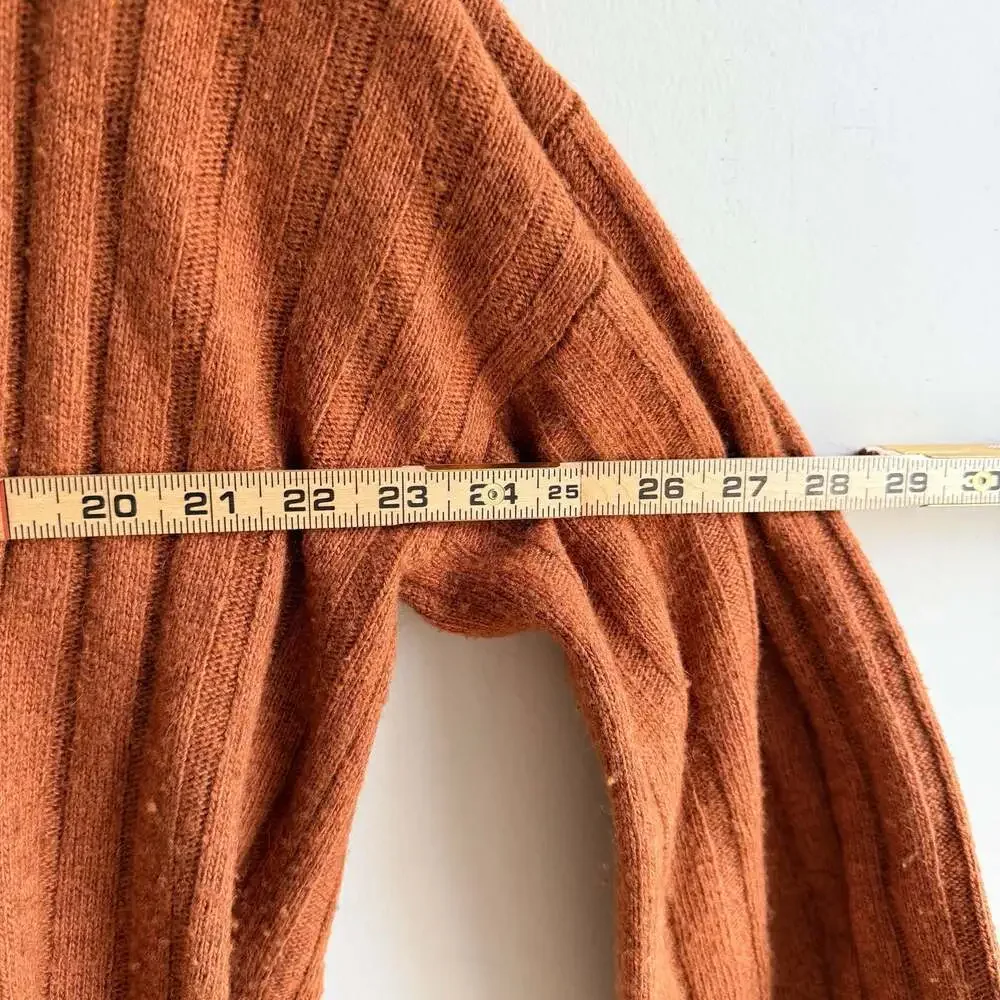 Madewell Piedmont Ribbed Cardigan Sweater in Rust Orange- Size Large - Picture 6 of 7